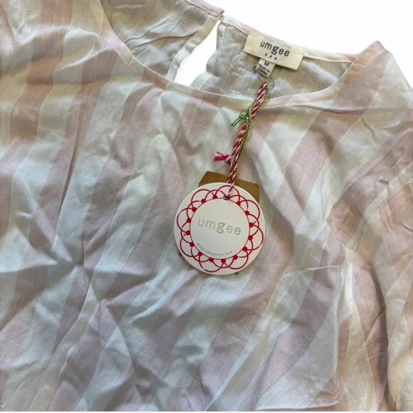 NWTGS Umgee Punk & White Striped Blouse Bell Sleeve - Picture 3 of 7